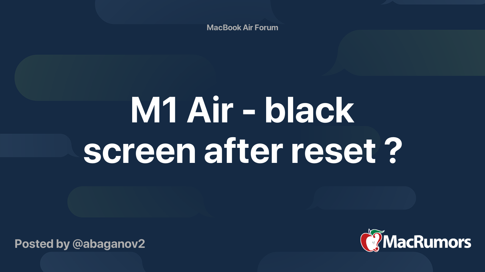 M1 Air black screen after reset ? MacRumors Forums