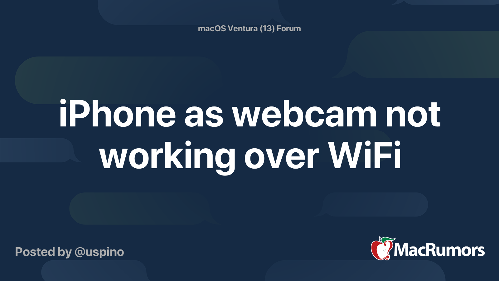 iPhone as webcam not working over WiFi MacRumors Forums