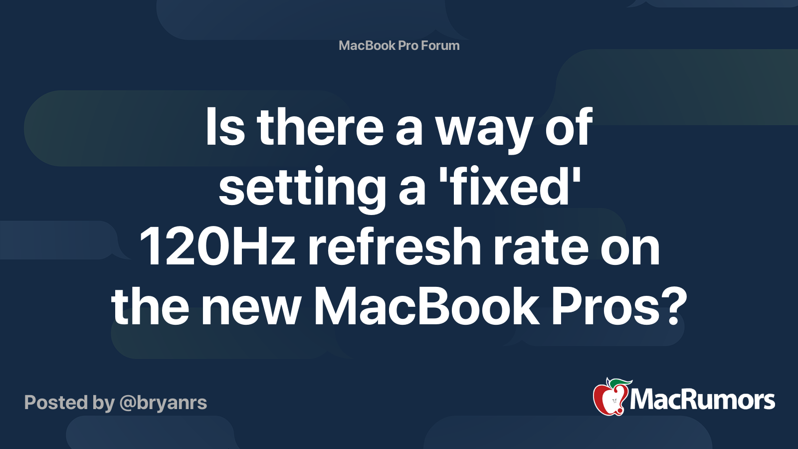 Is there a way of setting a 'fixed' 120Hz refresh rate on the new ...