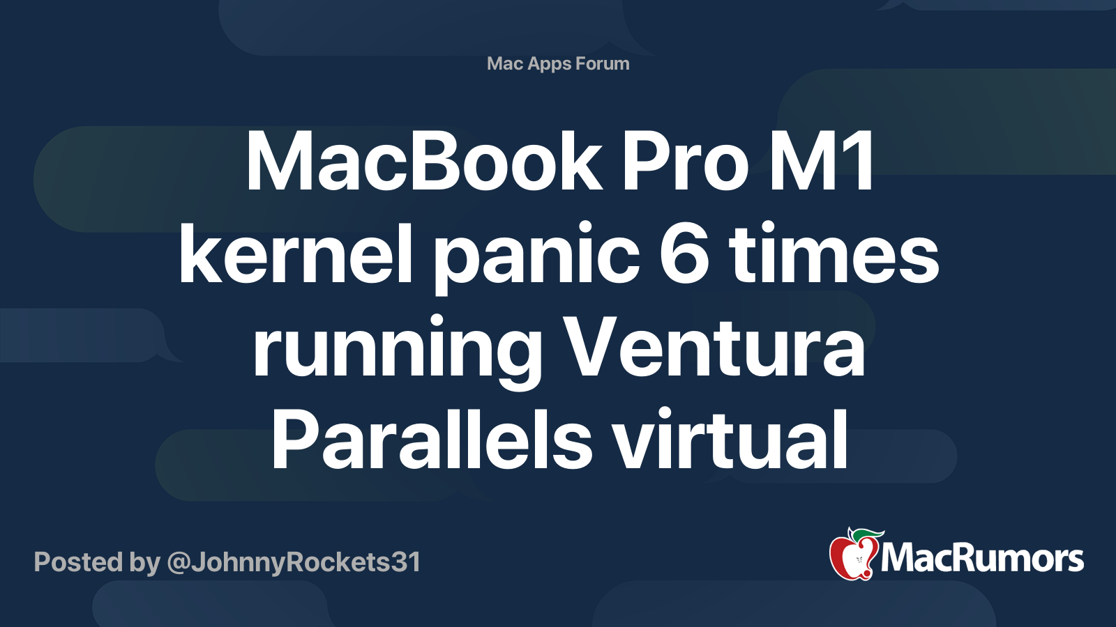 MacBook Pro M1 kernel panic 6 times running Ventura Parallels virtual machine.