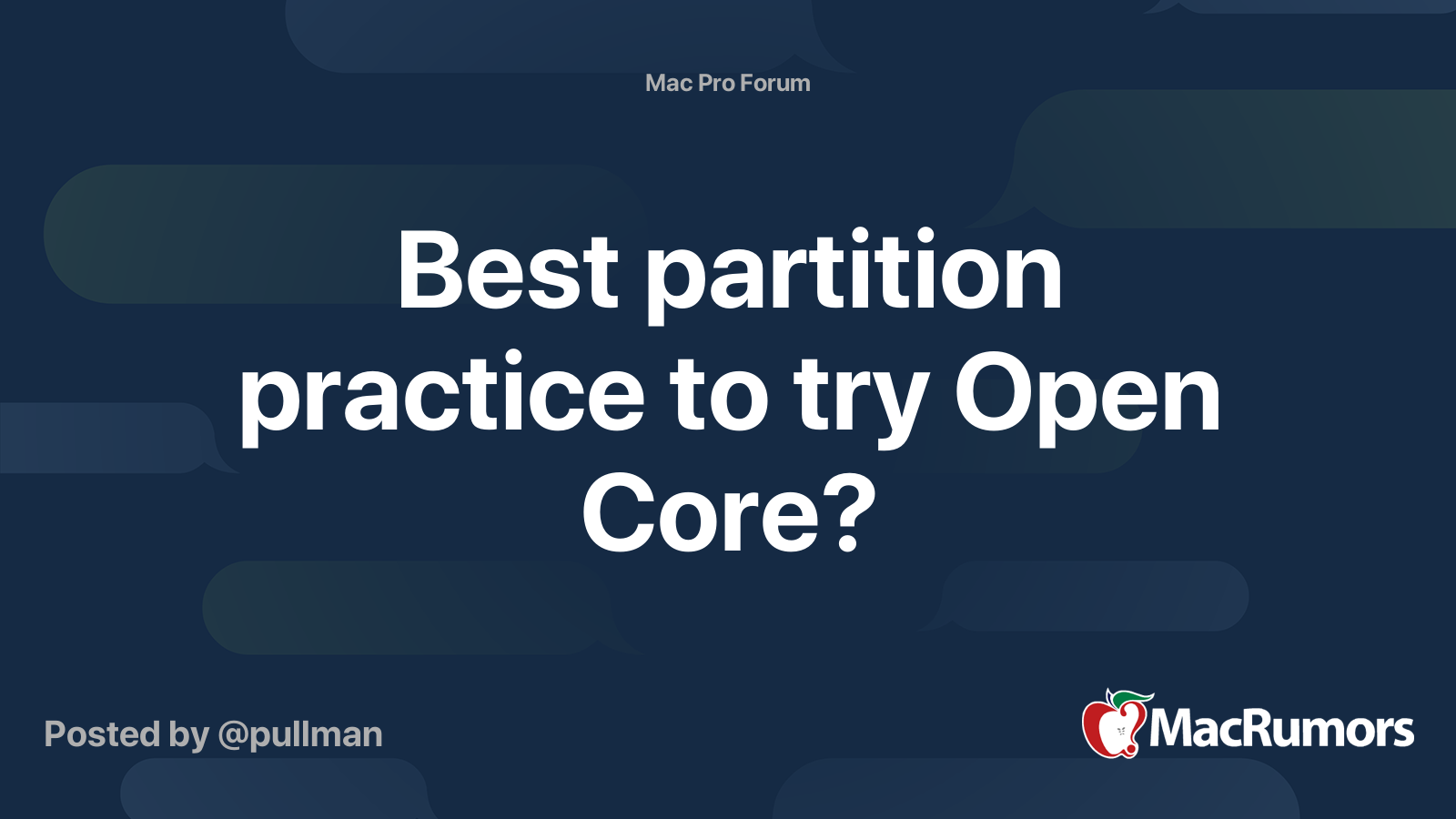 Best partition practice to try Open Core? | MacRumors Forums