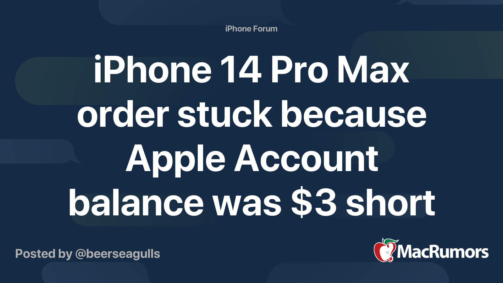 iPhone 14 Pro Max order stuck because Apple Account balance was $3