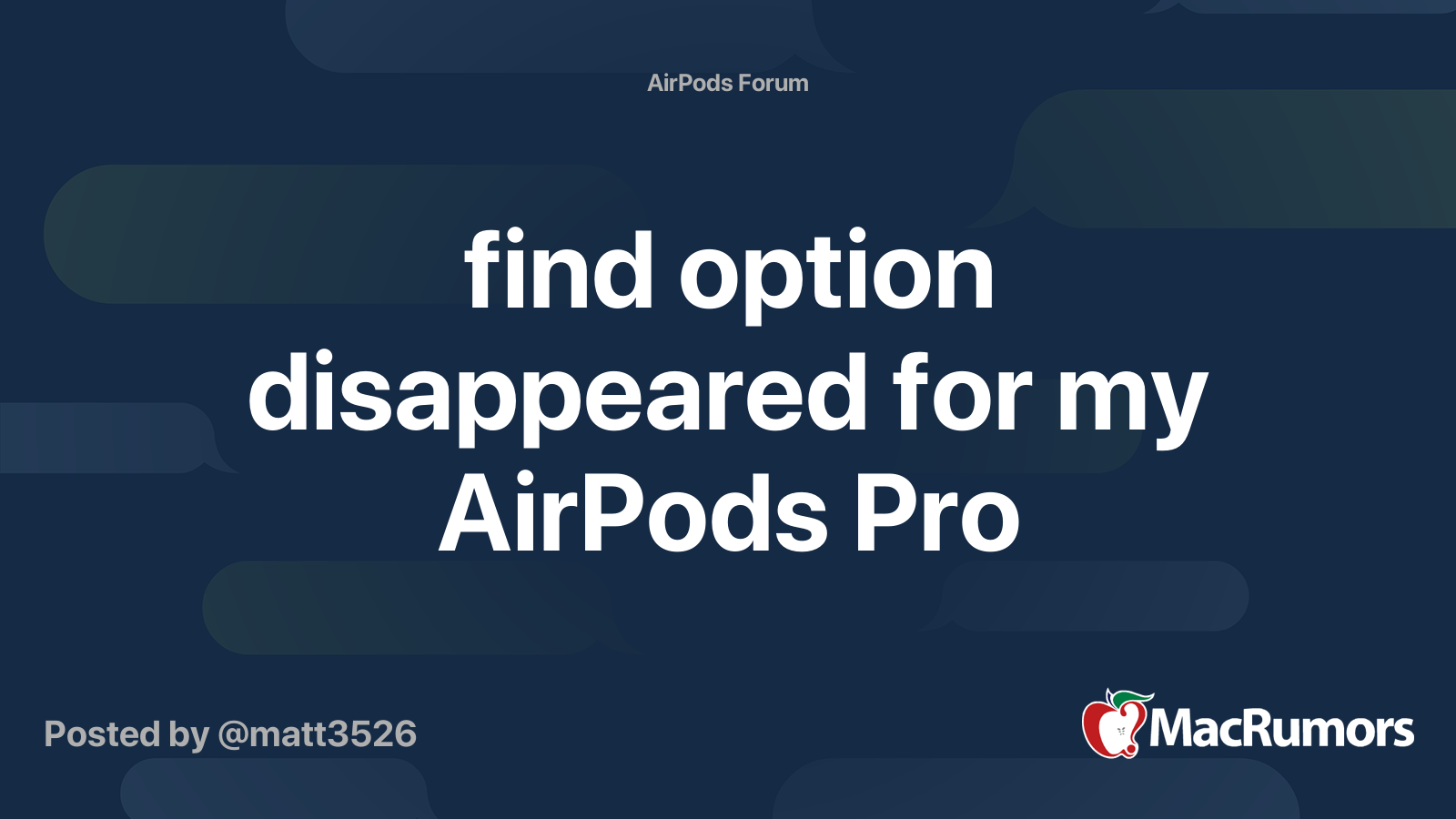 find option disappeared for my AirPods Pro | MacRumors Forums