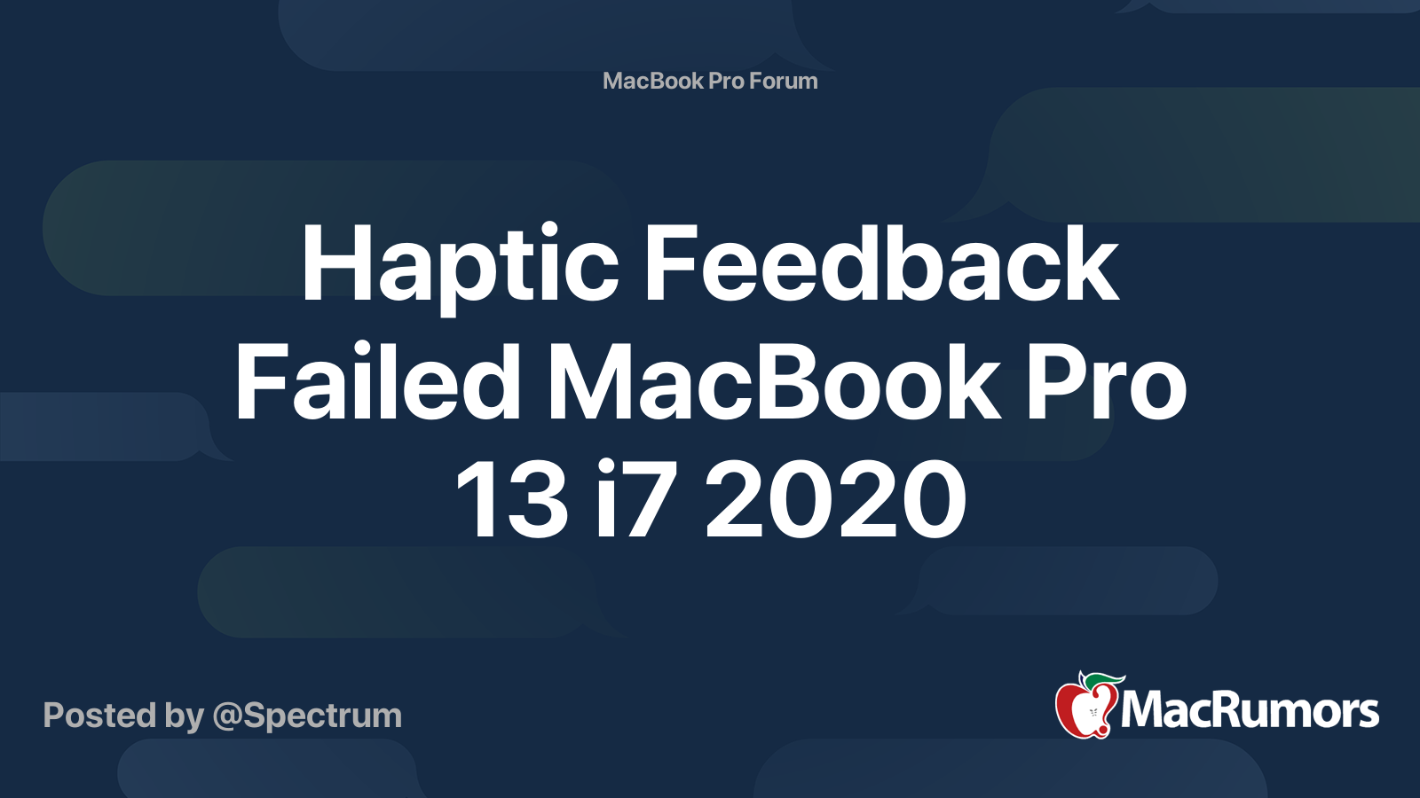 Haptic Feedback Failed MacBook Pro 13 i7 2020 MacRumors Forums