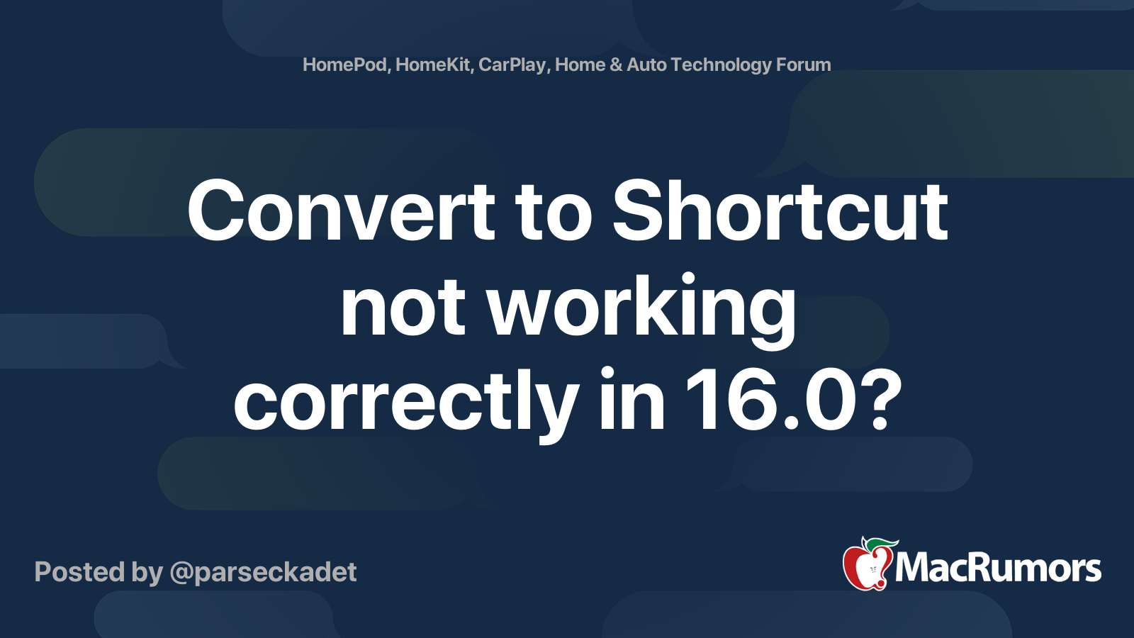 Convert to Shortcut not working correctly in 16.0? MacRumors Forums