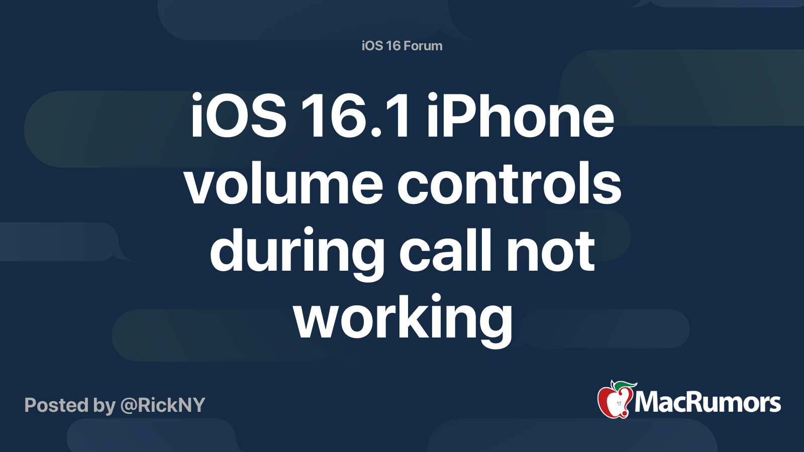 iOS 16.1 iPhone volume controls during call not working | MacRumors Forums