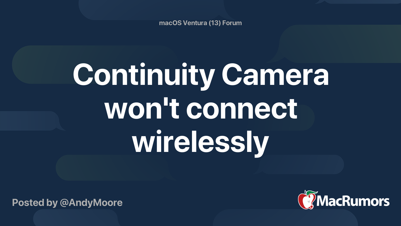 Continuity Camera won't connect wirelessly MacRumors Forums