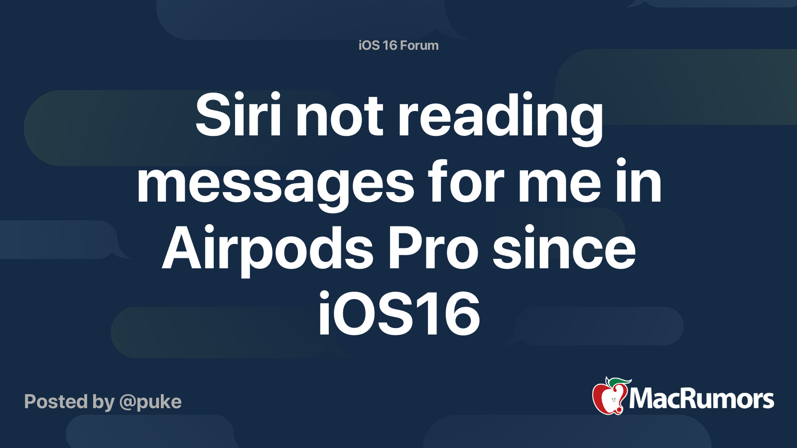 Siri not reading messages for me in Airpods Pro since iOS16 | MacRumors