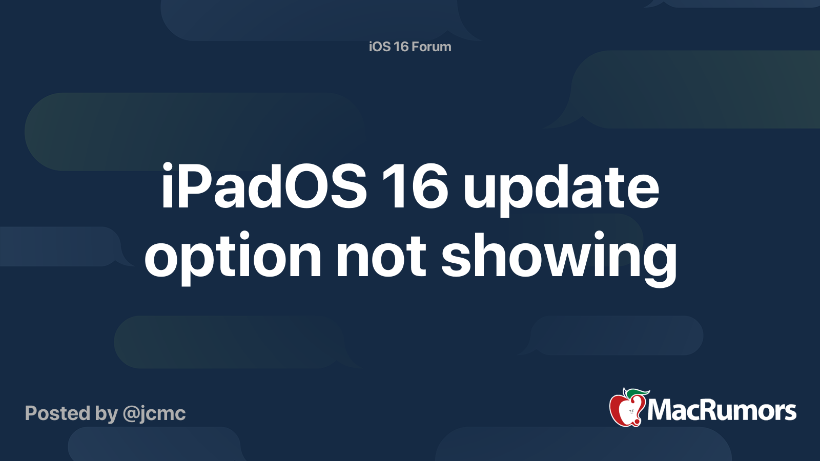 iPadOS 16 update option not showing | MacRumors Forums