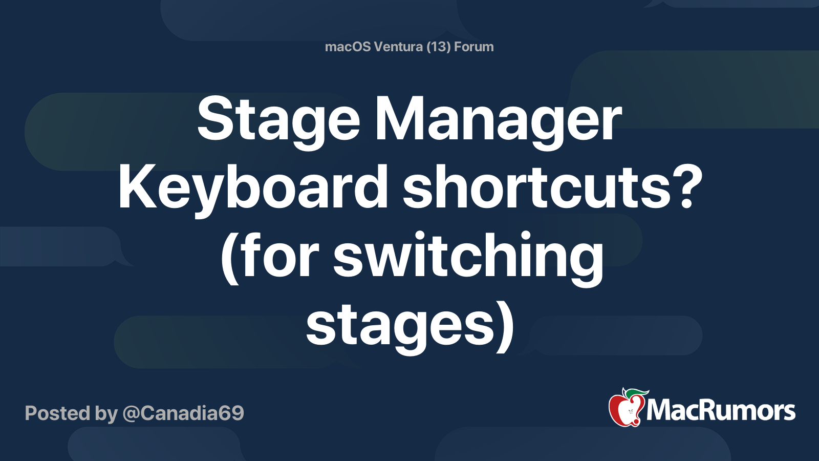 Stage Manager Keyboard shortcuts? (for switching stages) MacRumors Forums