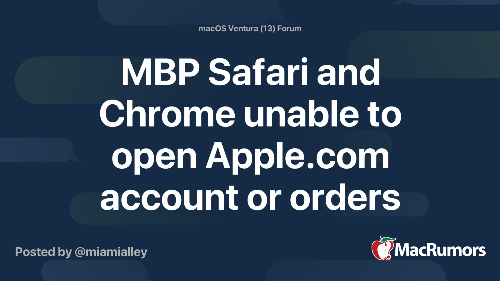 MBP Safari And Chrome Unable To Open Apple Account Or Orders Link