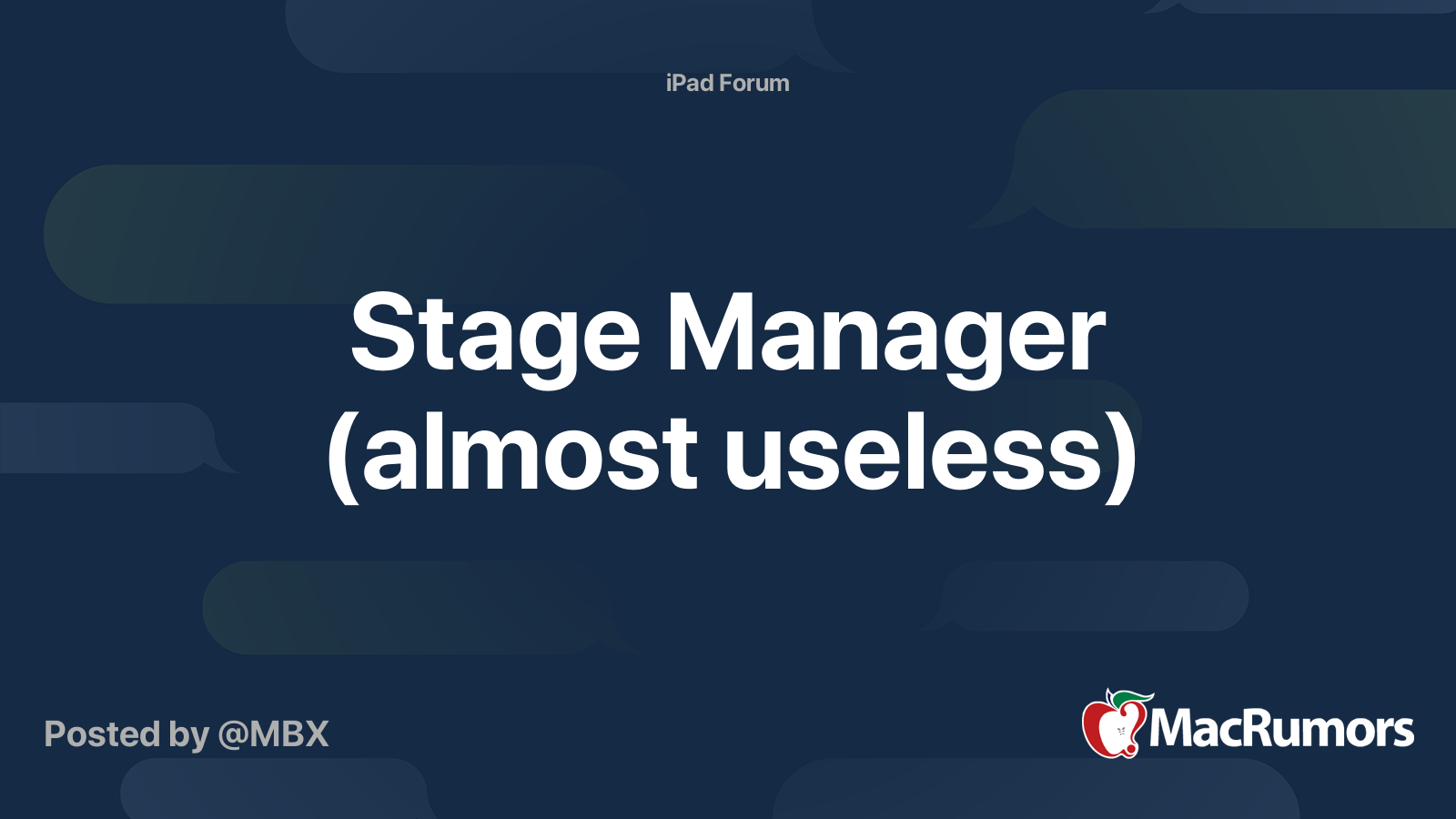 Stage Manager (almost useless) MacRumors Forums