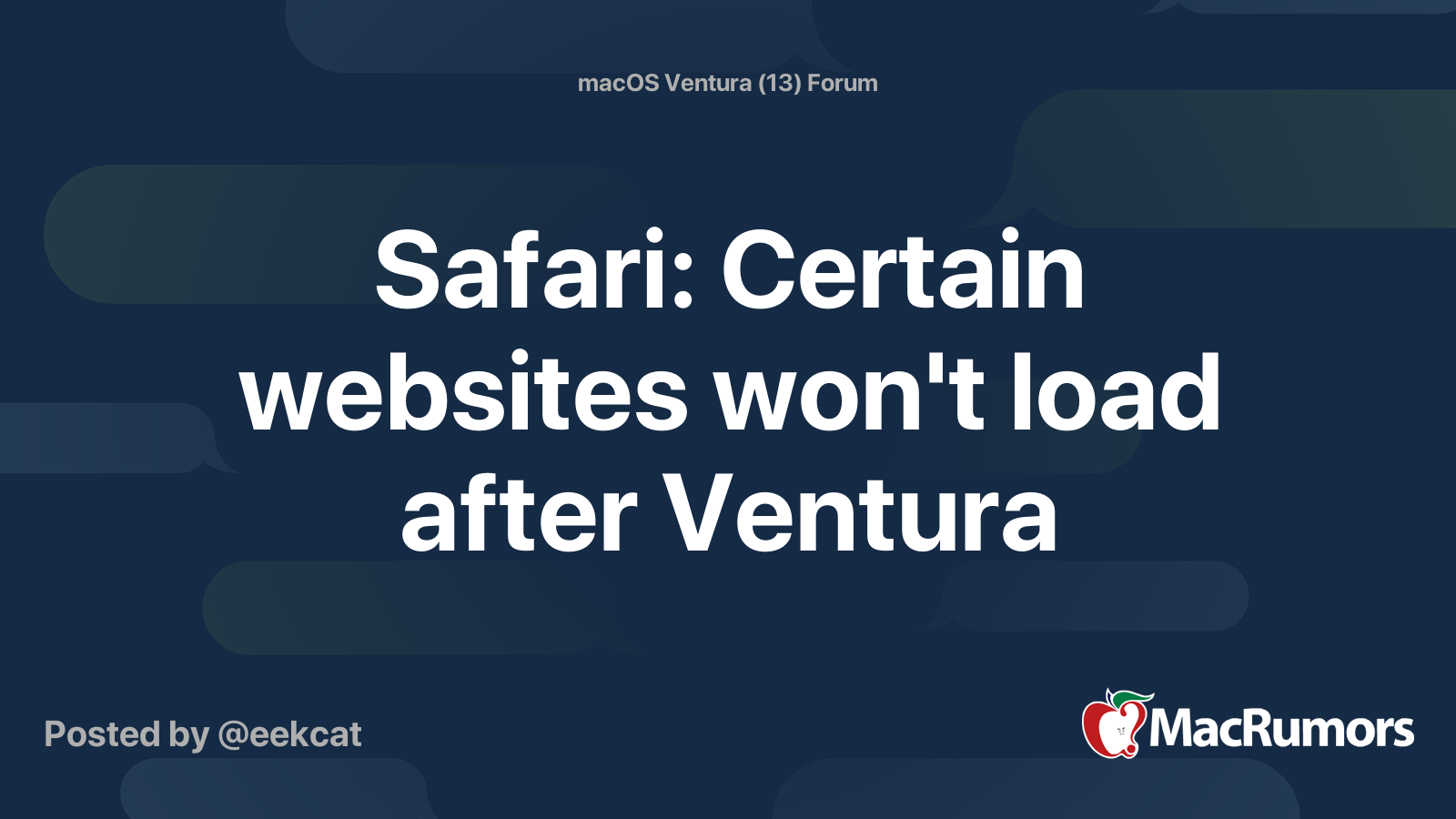 Safari Certain websites won't load after Ventura MacRumors Forums