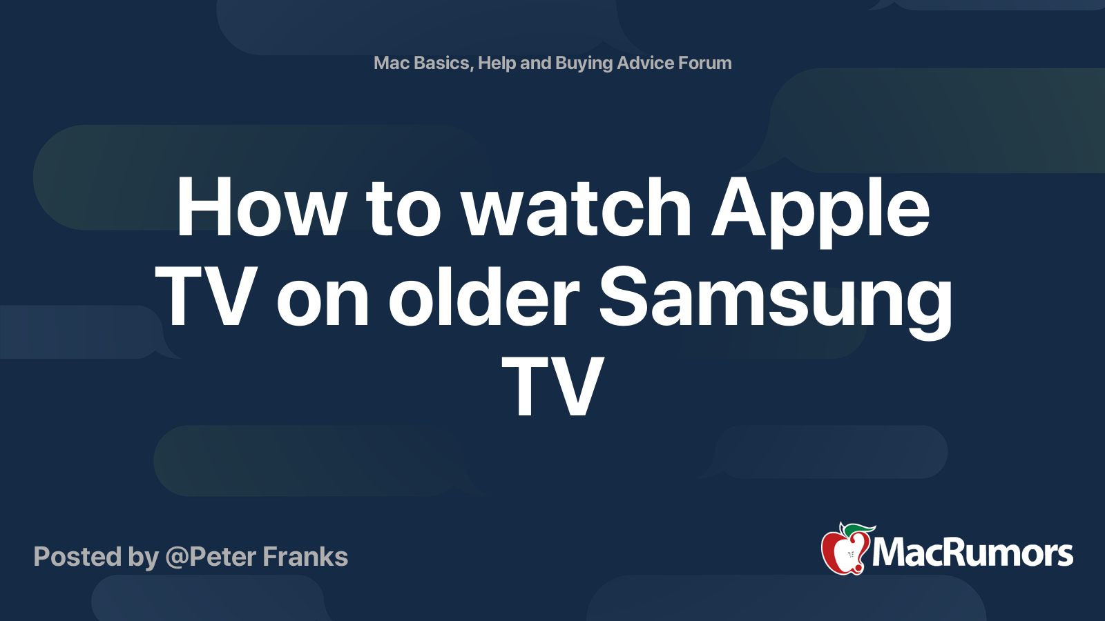 How to watch Apple TV on older Samsung TV MacRumors Forums