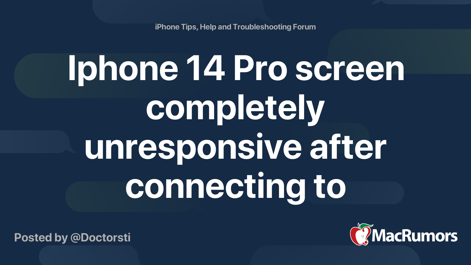 Iphone 14 Pro screen completely unresponsive after connecting to