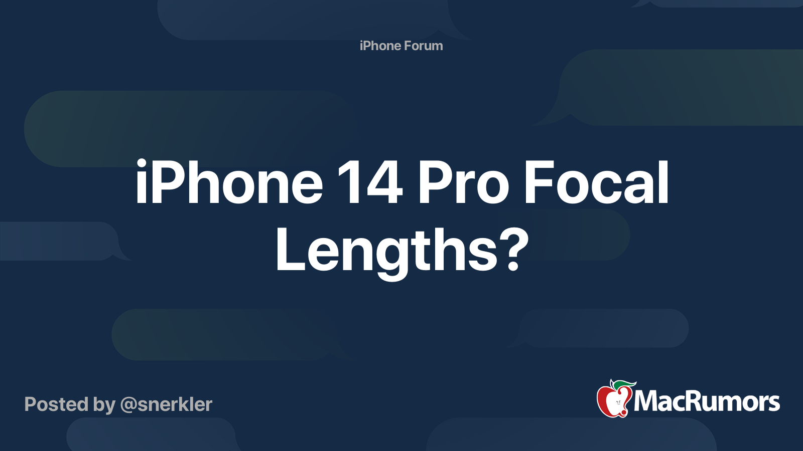 iPhone 14 Pro Focal Lengths? MacRumors Forums