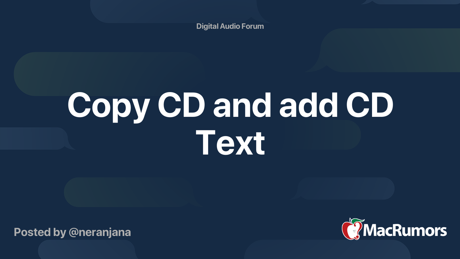 Copy CD and add CD Text | MacRumors Forums