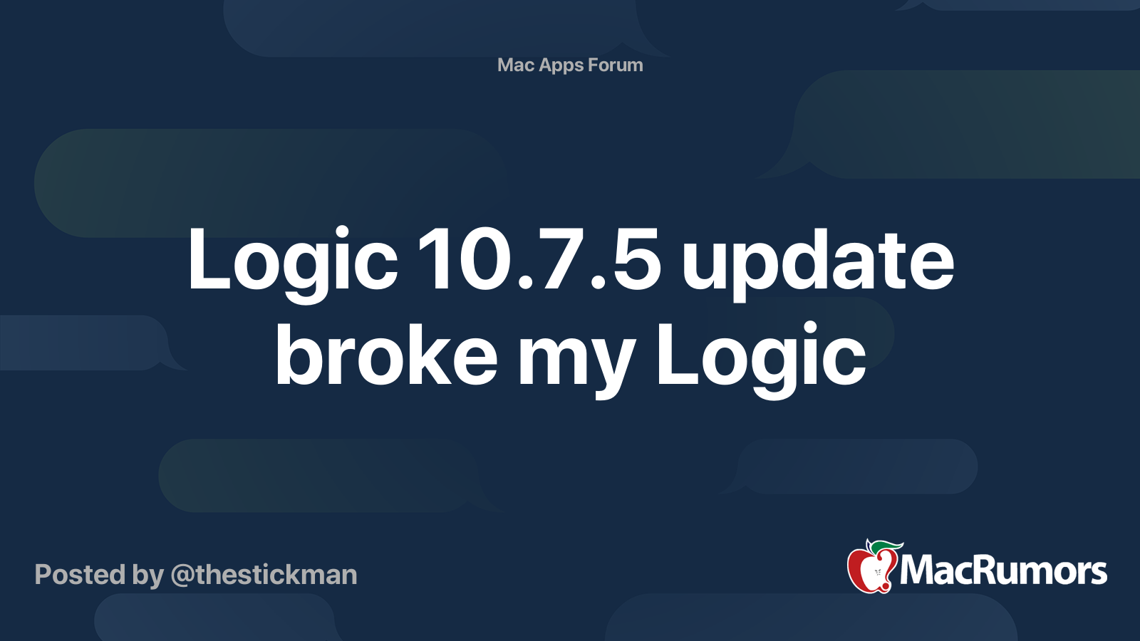 Logic 10.7.5 update broke my Logic MacRumors Forums