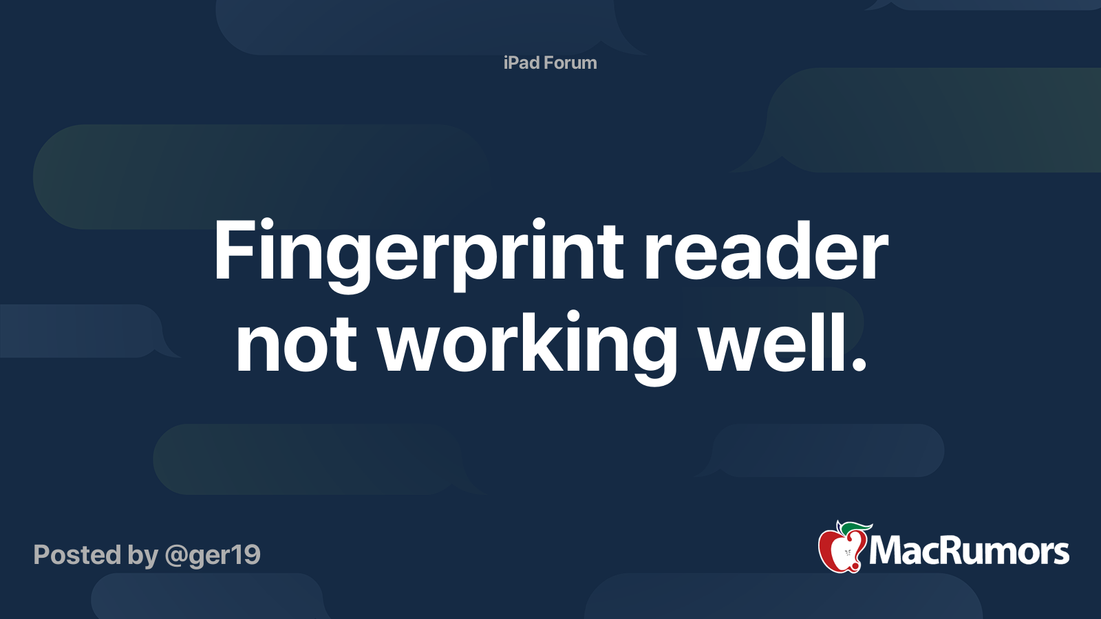 Fingerprint reader not working well. MacRumors Forums