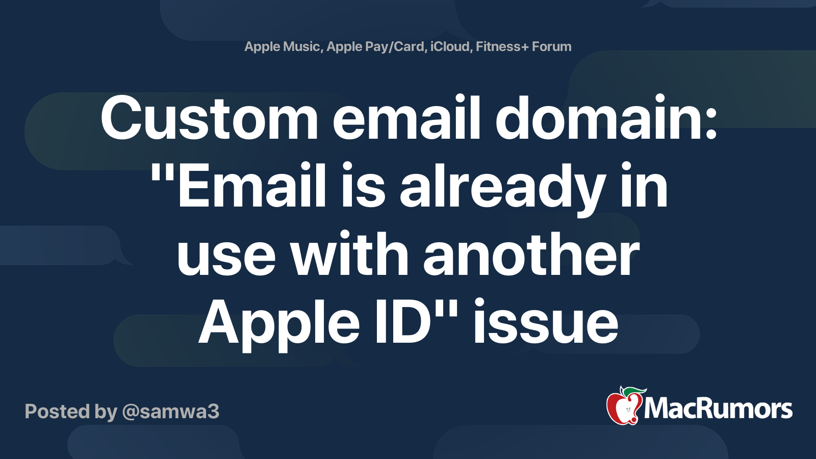 Custom email domain "Email is already in use with another Apple ID