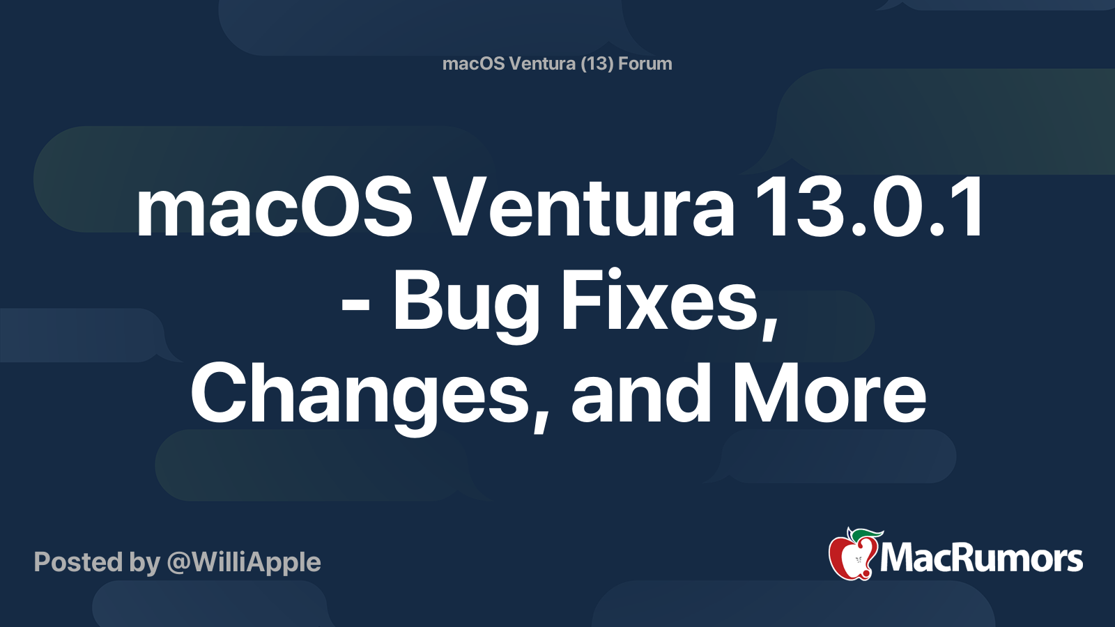 macOS Ventura 13.0.1 - Bug Fixes, Changes, and More | MacRumors Forums