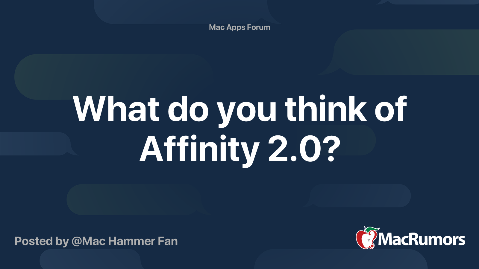 What do you think of Affinity 2.0? | MacRumors Forums