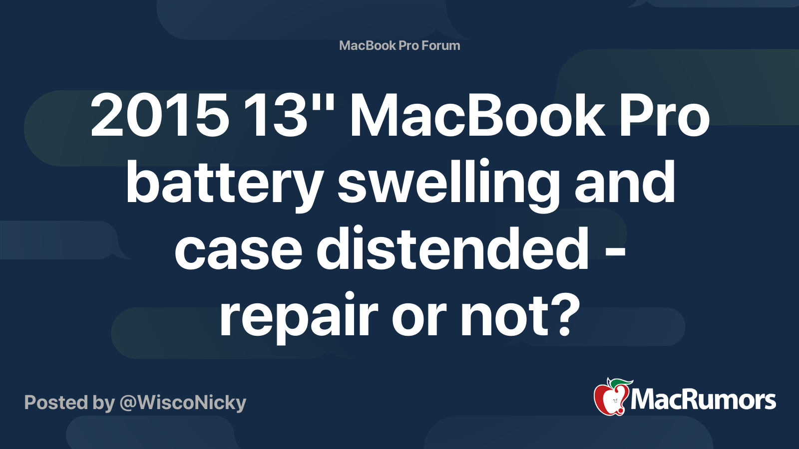 2015 13" MacBook Pro battery swelling and case distended repair or