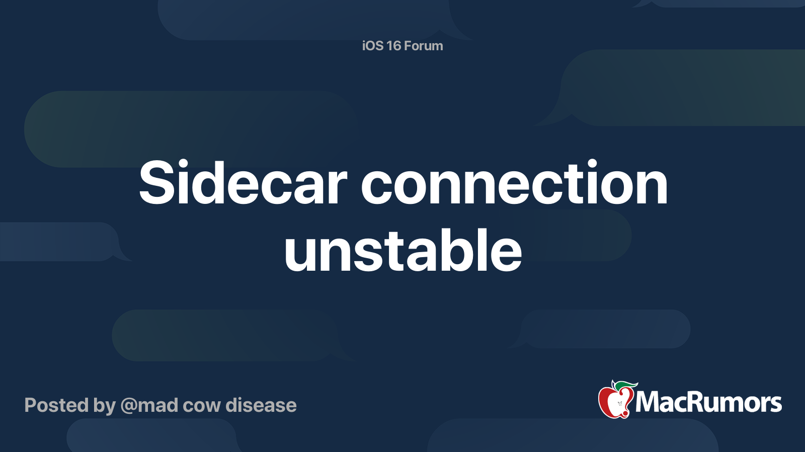 Sidecar connection unstable MacRumors Forums