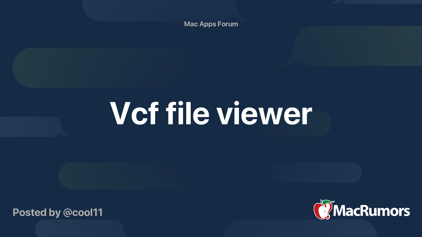 Vcf file viewer | MacRumors Forums