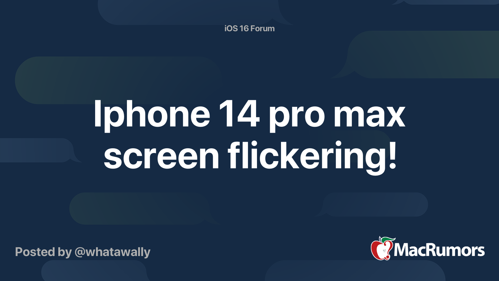 Iphone 14 pro max screen flickering! | MacRumors Forums