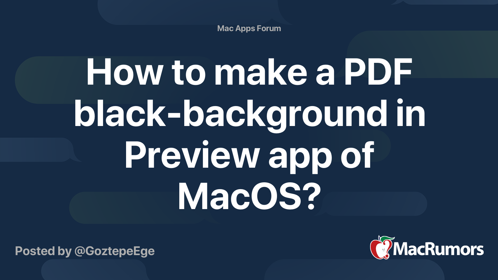 How to make a PDF blackbackground in Preview app of MacOS? MacRumors