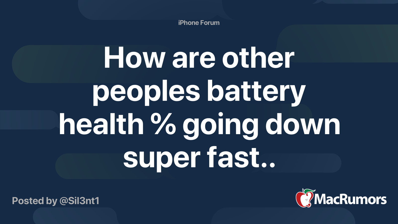 How are other peoples battery health going down super fast