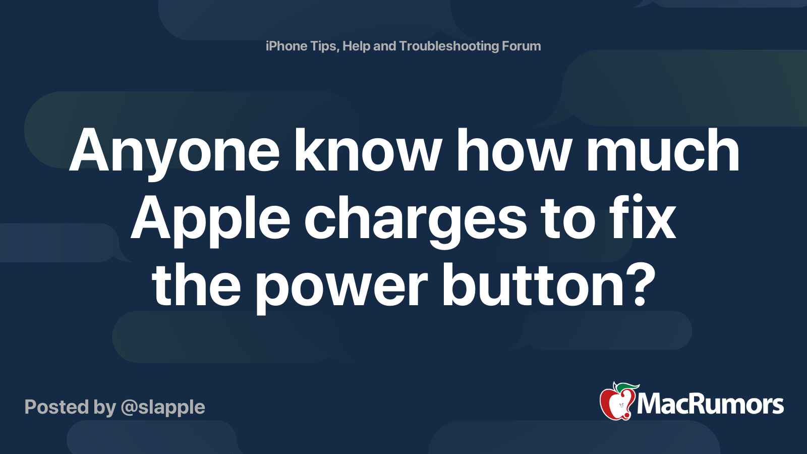 Anyone know how much Apple charges to fix the power button? | MacRumors ...