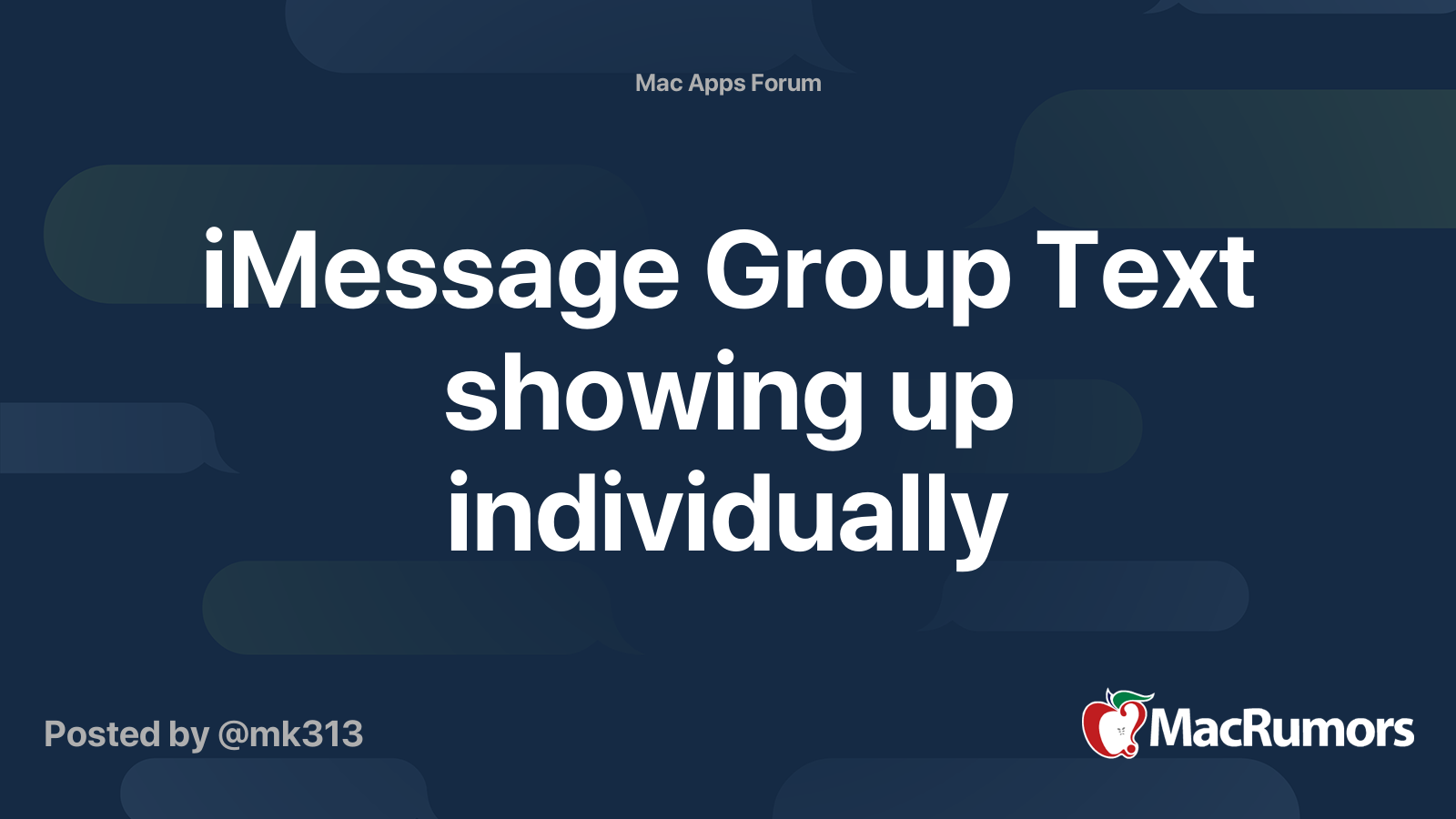 iMessage Group Text showing up individually MacRumors Forums