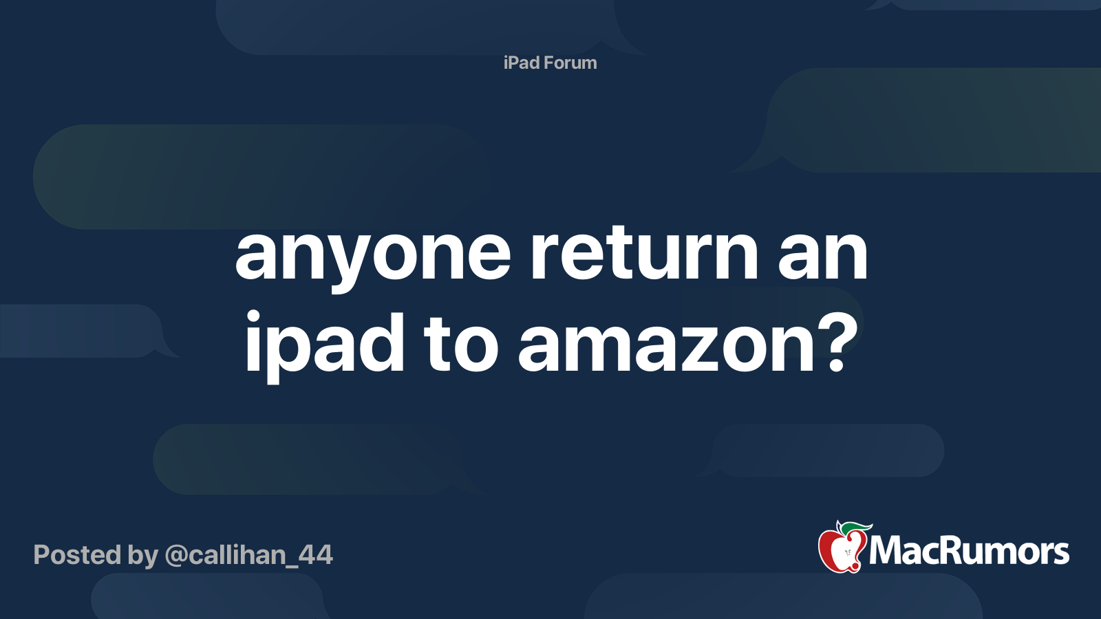 anyone return an ipad to amazon? MacRumors Forums