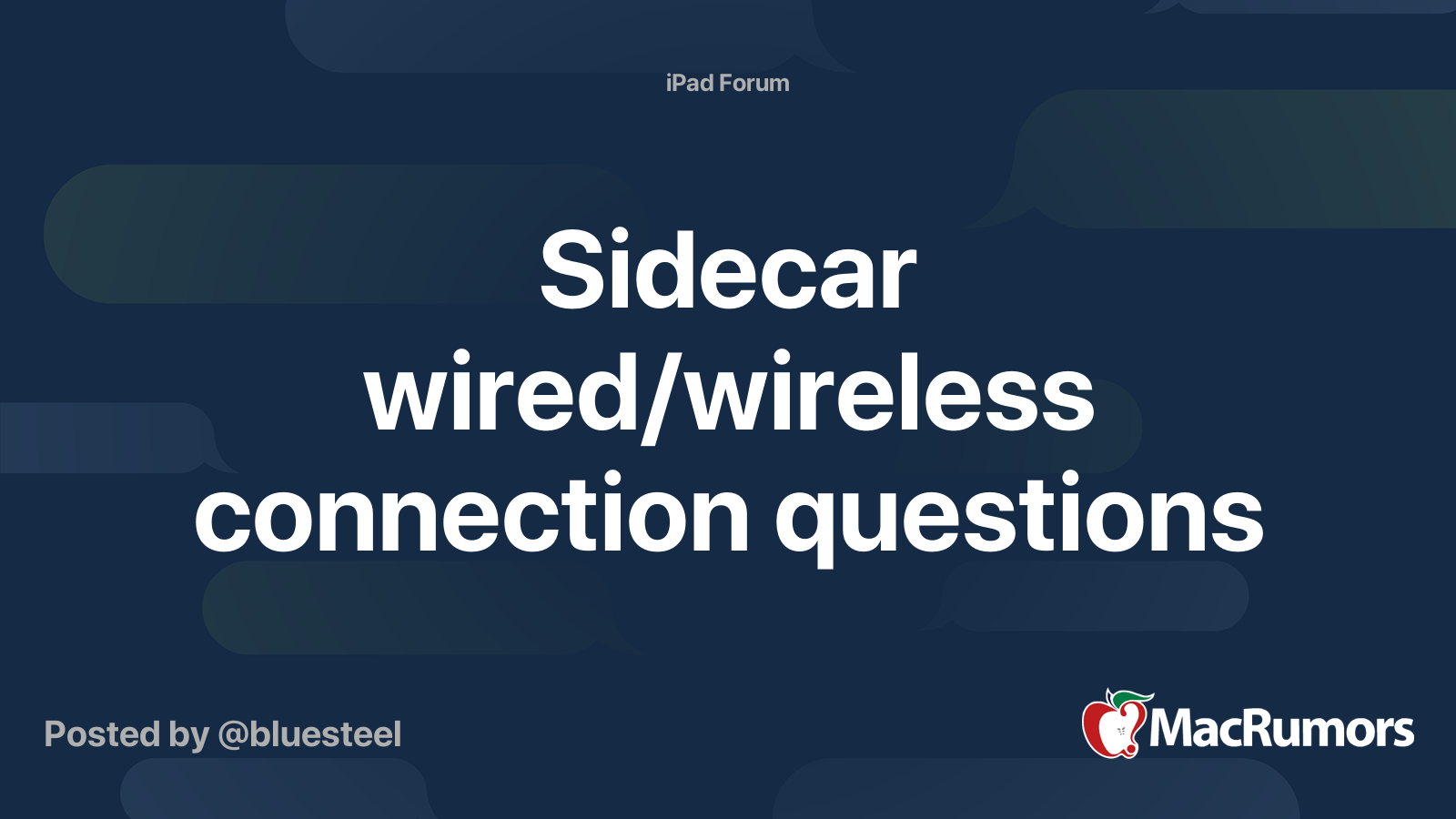 Sidecar wired/wireless connection questions MacRumors Forums