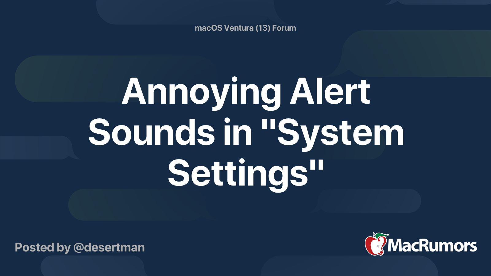 Annoying Alert Sounds in "System Settings" MacRumors Forums