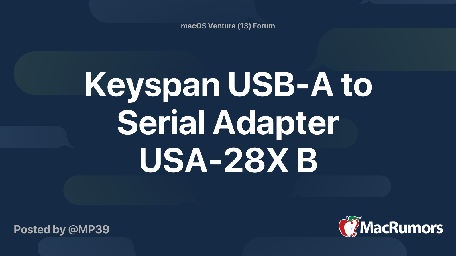 Keyspan USBA to Serial Adapter USA28X B MacRumors Forums