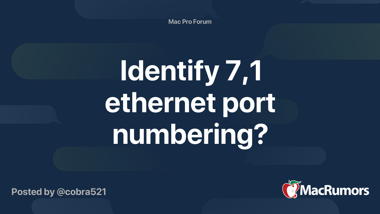 Identify 7,1 port numbering? MacRumors Forums
