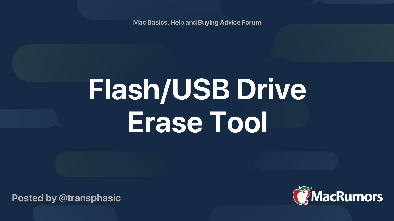 Flash/USB Drive Erase Tool MacRumors Forums