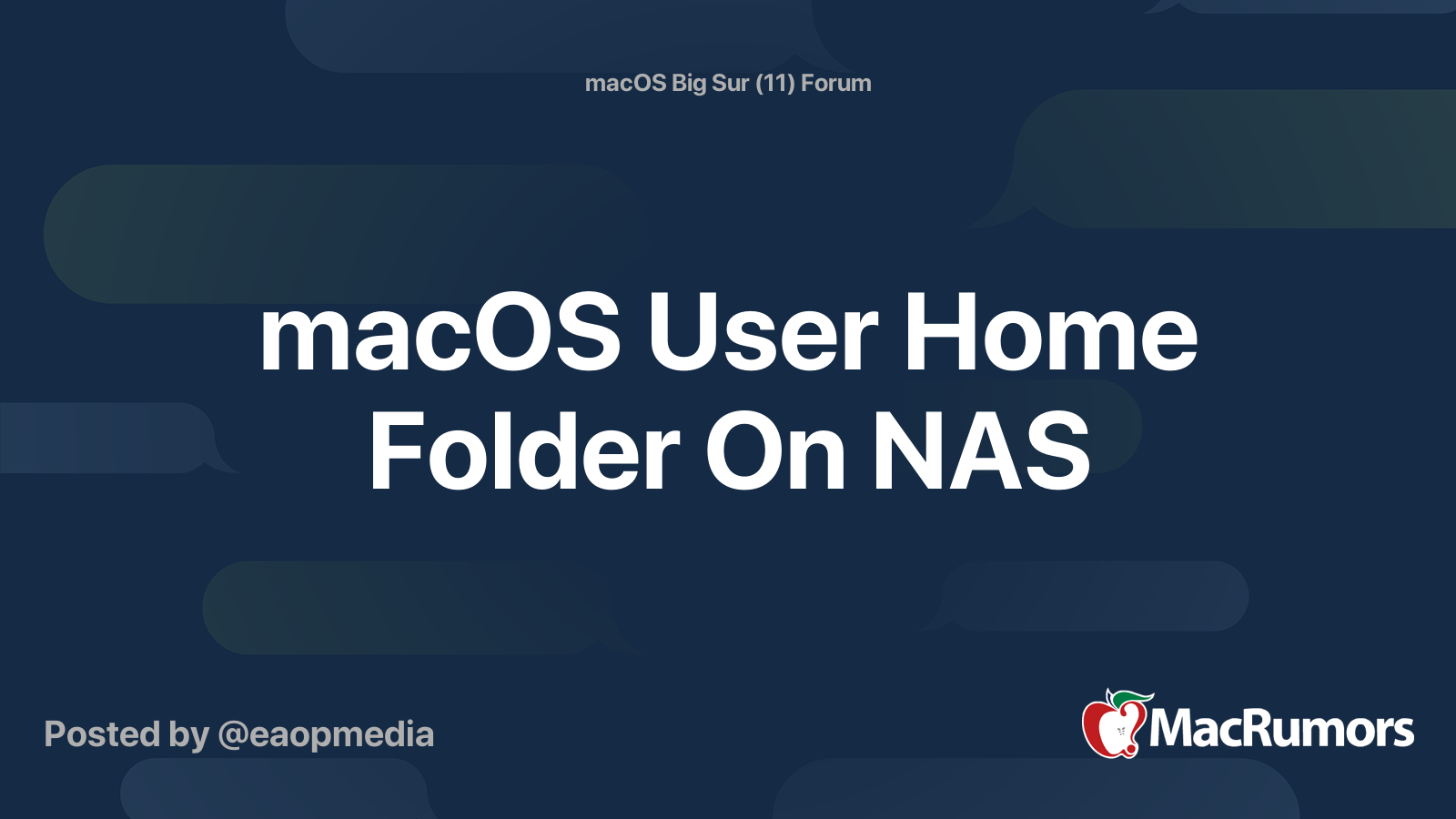 macOS User Home Folder On NAS | MacRumors Forums
