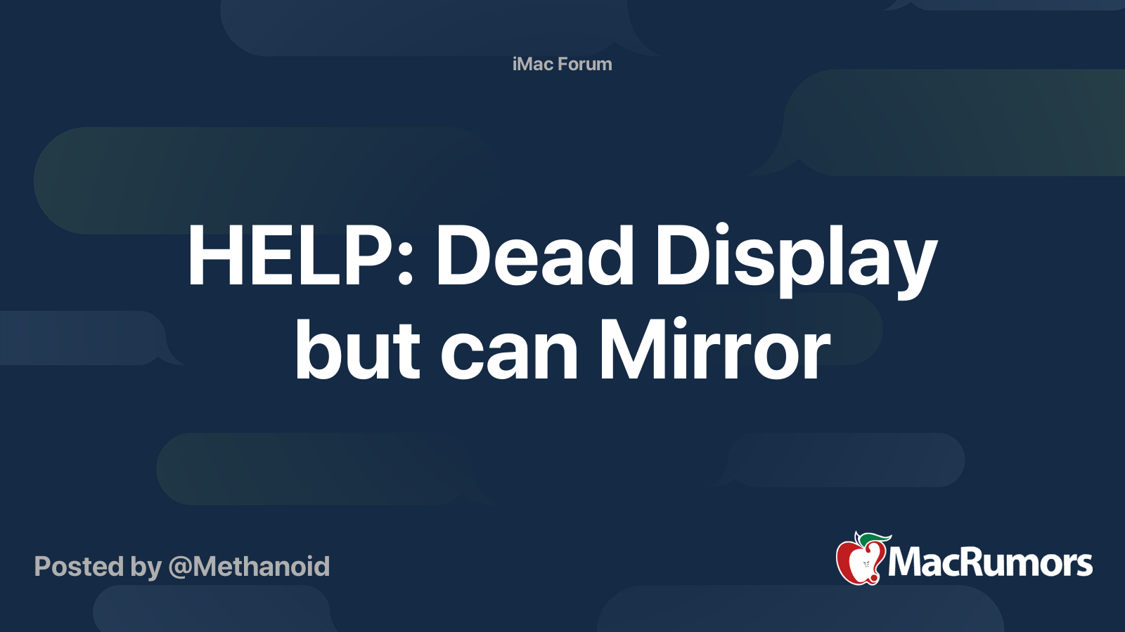 HELP Dead Display but can Mirror MacRumors Forums