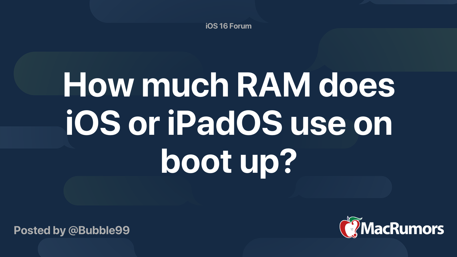 How much RAM does iOS or iPadOS use on boot up? | MacRumors Forums