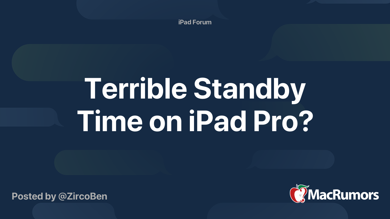Terrible Standby Time on iPad Pro? | MacRumors Forums