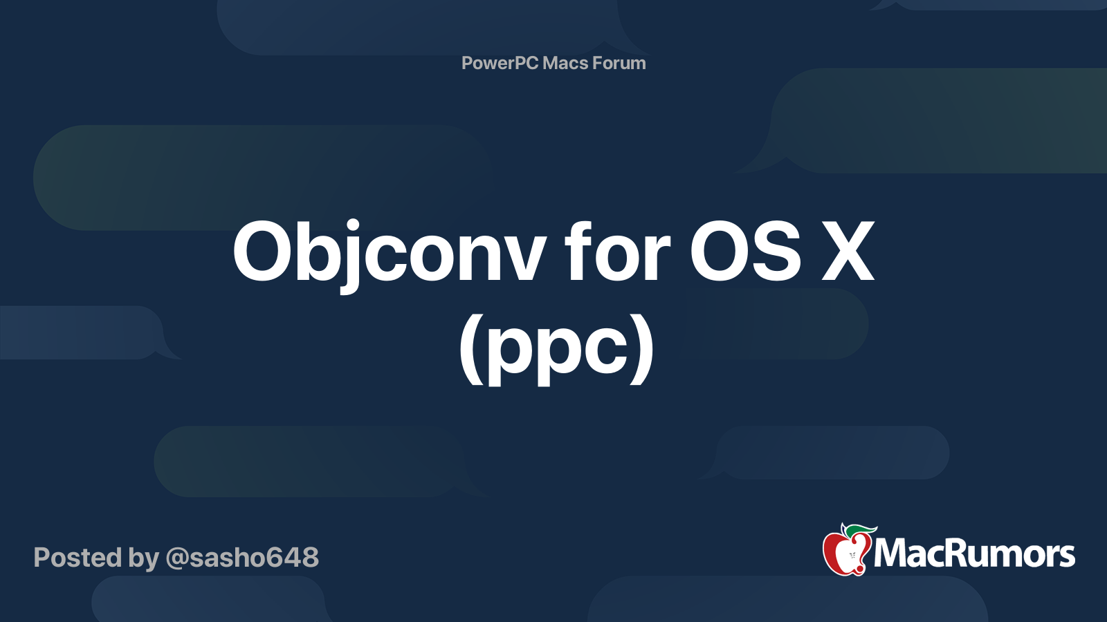 Objconv for OS X (ppc) | MacRumors Forums