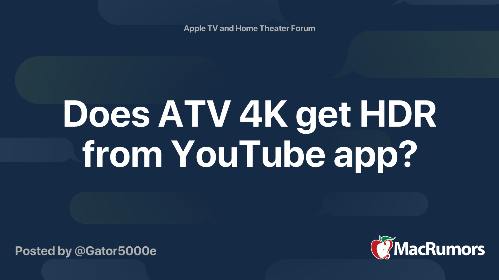 Does ATV 4K get HDR from YouTube app MacRumors Forums