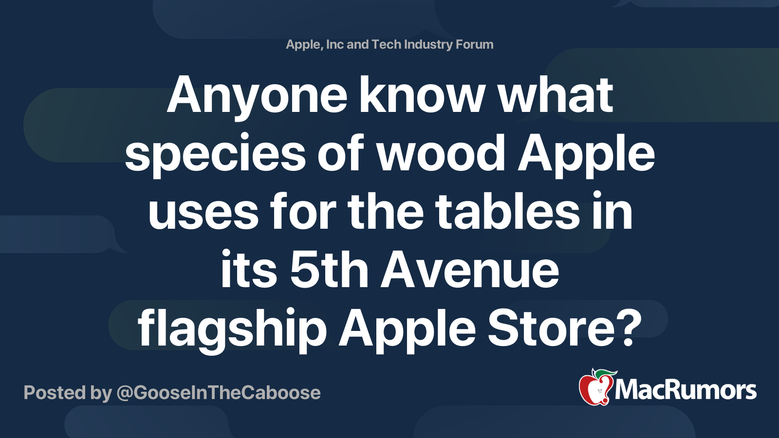 Anyone know what species of wood Apple uses for the tables in its 5th ...