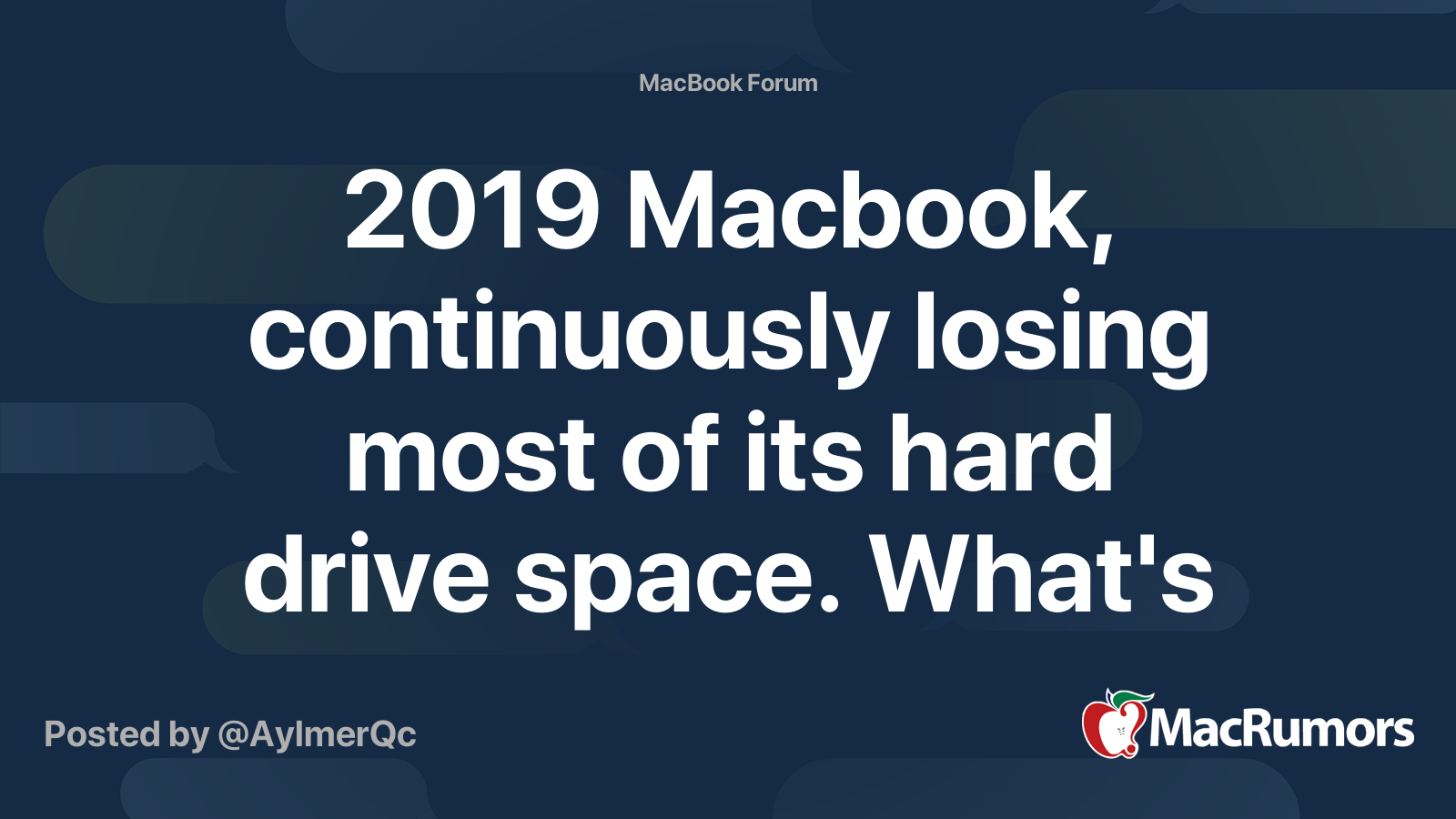 2019 Macbook, continuously losing most of its hard drive space. What's