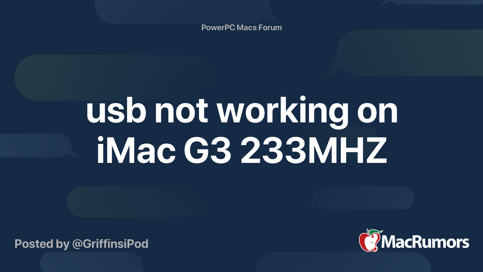 usb not working on iMac G3 233MHZ MacRumors Forums