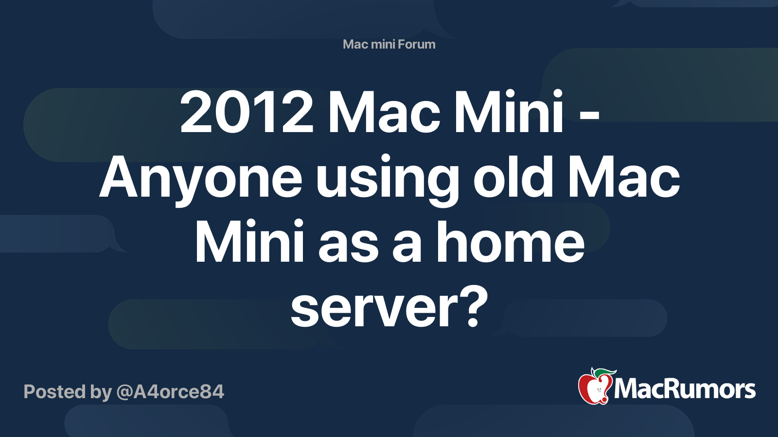 2012 Mac Mini - Anyone using old Mac Mini as a home server